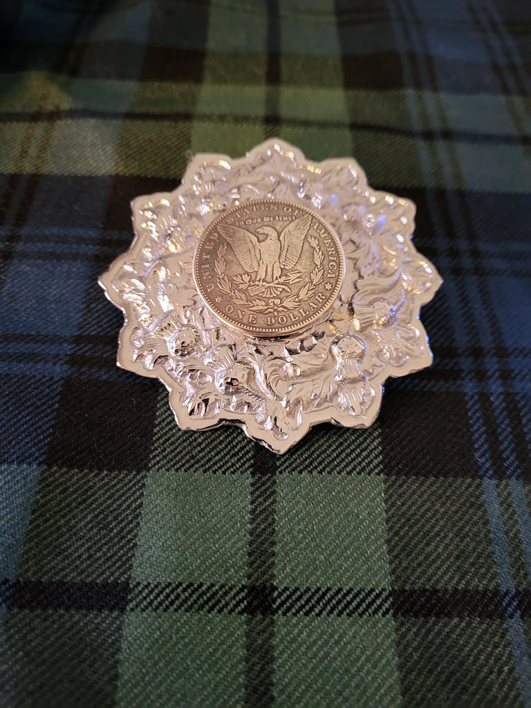 Liberty Eagle Conch Coin on Chrome Brooch