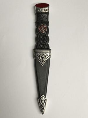 Sgian Dubh, Firefighter with Red Chrome Badge and Red Stone Top