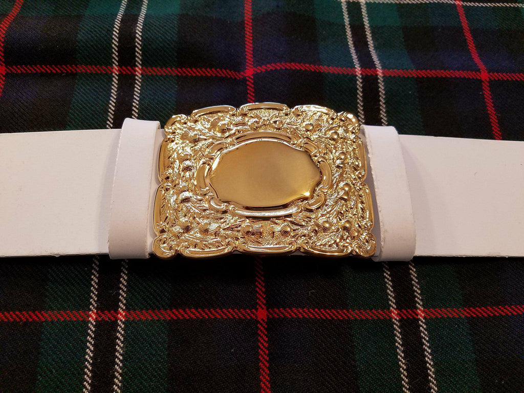 Scottish Pipe Band Shiny PVC Belt (White)