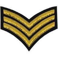 Sergeant (Triple) Stripe Chevron Badge, Gold Bullion on Black